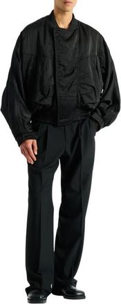 Balmain bomber jacket in textured nylon in Black at Nordstrom, Size 50