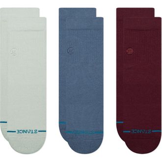 Stance Icon 3-Pack Quarter Crew Socks in Paleblue at Nordstrom, Size Large
