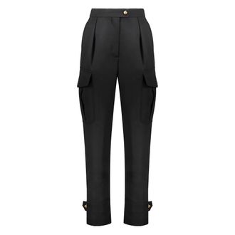 Alexander McQueen Wollen broek met zakken en versierde knopen - Dames - Broeken - Zwart - S - Wol - Broeken
