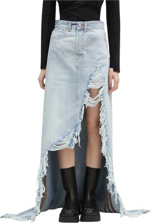 VETEMENTS Destroyed Denim Maxi Skirt - Dames - Spijkerrokken - Blauw - S - Denim - Rokken
