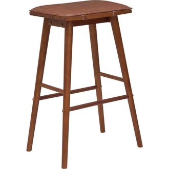 Jonathan Y Designs Peroni Classic Saddle-Seat Solid Wood/Vegan Leather Backless Stool with Removeable Cushion in Chestnut (30.5 Bar Stool) at Nordstrom