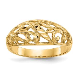 Diamond2Deal 14k Yellow Gold Paisley Diamond-cut Design Dome Ring
