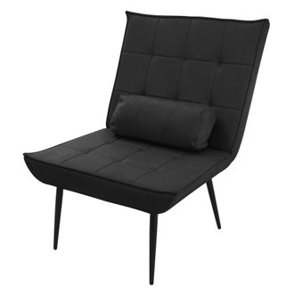 ML Design Sill&oacute;n reclinable negro tapizado con revestimiento y patas de metal