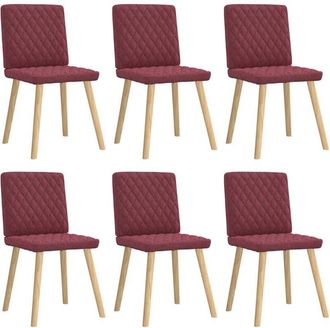 vidaXL Vidaxl - Sillas De Comedor 6 Unidades Tela Rojo Tinto