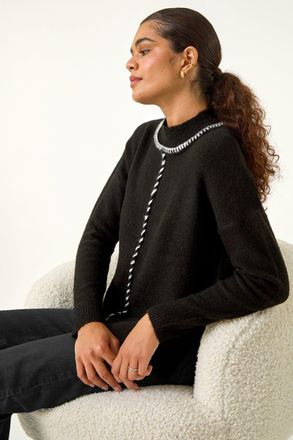 Roman Funnel Neck Seam Detail Jumper
