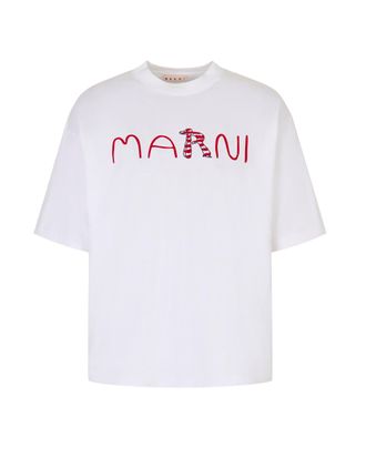 Marni Cotton Knit T-Shirt with Wide Sleeves