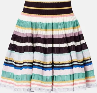 Alaia Ala&iuml;a Striped knitted miniskirt