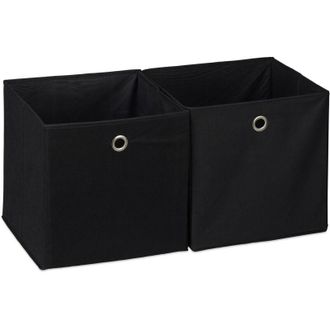 Relaxdays 12x Cestini Porta-Oggetti, Quadrati, per lo Scaffale, Scatole a Forma di Cubo, HxLxP: 30 x 30 x 30 cm, Nero