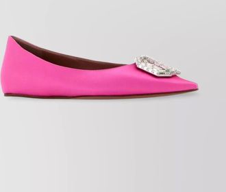 Amina Muaddi satin camelia ballerinas embellished detail