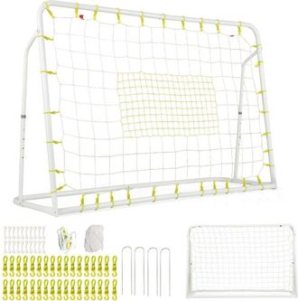 Costway Costway - Porteria Futbol Ni&ntilde;os, 187 X 122,5 Cm, Porteria Futbol Jardin Con Red De Rebote Y Red De F&uacute;tbol, Regalo, Montaje R&aacute;pido Blanco