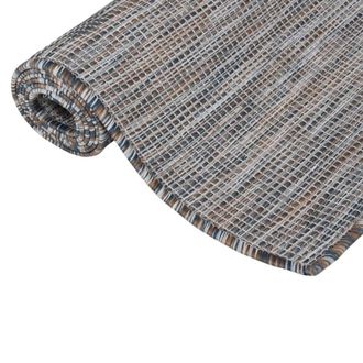 Berkfield Home Outdoor Flatweave Rug 200x280 cm Brown & Blue | Size: 100 cm diameter