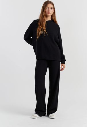 Chinti and Parker Black Wool-Cashmere Track Pants