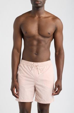 AllSaints Odyssey Logo Swim Trunks in Blushed Pink at Nordstrom, Size Xx-Large