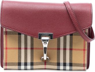 Burberry Pre-owned Womens Small Leather And House Check Canvas Derby Macken Crossbody - Brown - One Size