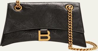 Balenciaga Crush Small Crinkled Leather Shoulder Bag