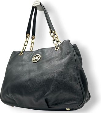 Michael Kors Black Leather Shoulder Bag Tote Bag (Pre-Owned)