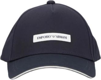 Emporio Armani Navy Blauwe Zonneklep - Heren - Petten - Blauw - ONE Size - Katoen - Accessoires