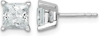 Diamond2Deal 14k Gold 2 ct Princess Lab Grown Diamond Stud Earrings VS Clarity, D-E Color