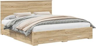 vidaXL Estructura De Cama Con Cabecera Roble Sonoma 200 X 200 Cm Vidaxl