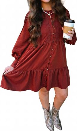 Entro Honey Brick Mini Dress In Red/rust