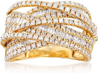 Ross-Simons Round and Baguette Diamond Highway Ring in 14kt Yellow Gold