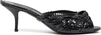 Dolce & Gabbana Python Leren Ciabatta Sandalen - Dames - Muiltjes - Zwart - 37 1/2 EU - Schoenen