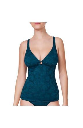 Gottex Jolene Textured V Neck Tankini Top in Petrol at Nordstrom, Size 38