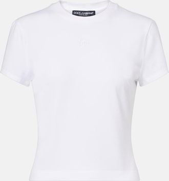 Dolce & Gabbana Embroidered cotton-blend jersey T-shirt