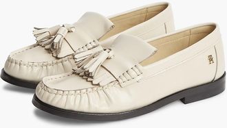 Tommy Hilfiger Womens Shiny Leather Tassel Loafer - Classic Beige - US 6.5 / EU 37