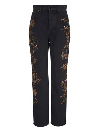 Veronica Beard Daniela embellished jeans - women - Cotton - 28 - Black