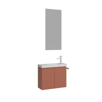 Habitat et Jardin Set Mobile Lavabo Con Specchio (2 Pezzi) ferla 60 - 60 X 22 X 50 Cm - Cinnamon Opaco