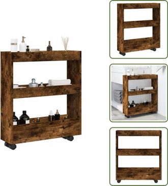 vidaXL Carrello in truciolato - vidaXL Carrello Stretto a 3 Livelli Rovere Fumo in Truciolato - Carrello in legno
