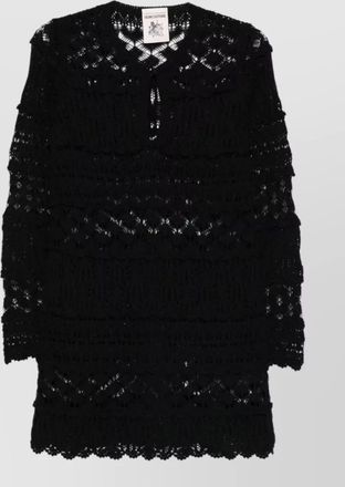 Semicouture cotton openwork ruffled mini dress