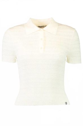 SIMKHAI Womens Averie Short Sleeve Polo In Ivory