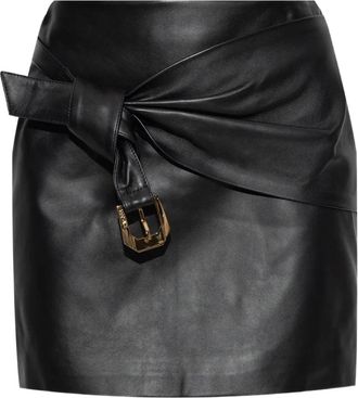 Versace Leather Mini Skirt With Buckle