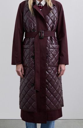 Scalpers Doubletrench Coat in Burgundy at Nordstrom, Size Medium Eu