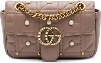 Gucci Pre-owned Gucci Small GG Marmont Pearl Studded Matelasse Calfskin Aria Shoulder Bag Ladies 14WNWHCT7H5JLY8W