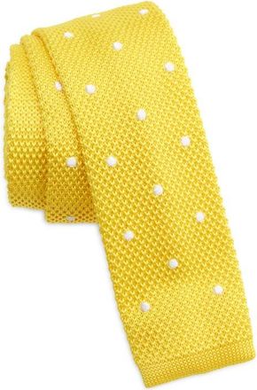 Clifton Wilson Yellow Polka Dot Knit Silk Tie at Nordstrom
