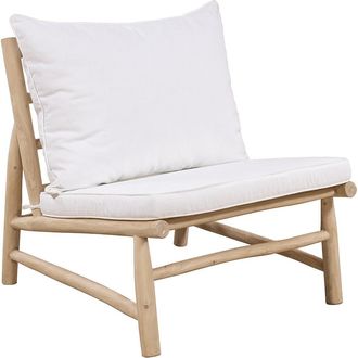 Vente-Unique Sill&oacute;n de jard&iacute;n de teca con cojines - Natural claro y blanco - TULUM de MYLIA