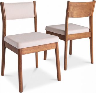 Best Choice Products Dining Chairs Set of 2, Modern Solid Wood & Upholstered Chairs, Armless W/ Cushion & Backrest