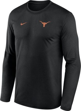 Nike Texas Sideline Legend Small Logo Nike Mens Dri-FIT College Long-Sleeve T-Shirt in Black | 02TJ00ATXE-HE3
