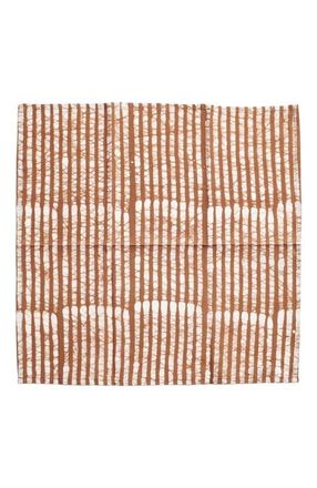 Studio Variously Oak Brown Stripes Wax Block Print Cotton Table Napkin - Set of 4 at Nordstrom