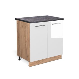 Vicco Armario Bajo Para Fregadero Fame-line, Blanco Alto Brillo, 80 Cm Con Estante, Et Antracita Vicco