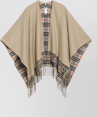Burberry checked pattern jacket fringe detailing