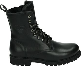 Panama Jack Sportieve Zwarte Leren Sneakers Frisia Igloo B3 - Dames - Veterlaarzen - Zwart - 40 EU - Leer - Schoenen