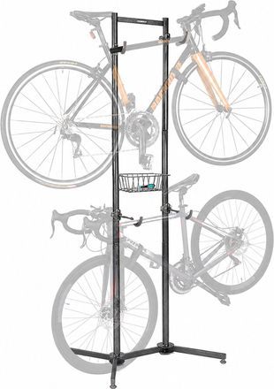 Relaxdays Relaxdays Soporte Para 2 Bicicletas, Mtb, Carretera, E-bike, Autoportante, Con Cesta, Hxanxf: 210x75x61 Cm, Acero Negro