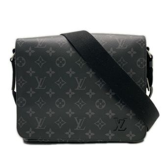 Louis Vuitton Black Gray Monogram Eclipse Leather Shoulder Bag (Pre-Owned)