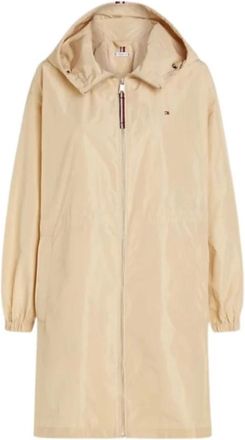 Tommy Hilfiger Winddichte parka met capuchon en zakken - Dames - Regenjassen - Beige - XS - Polyester - Jassen