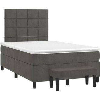 vidaXL Cama Box Spring Con Colch&oacute;n Terciopelo Gris Oscuro 120x190 Cm Vidaxl