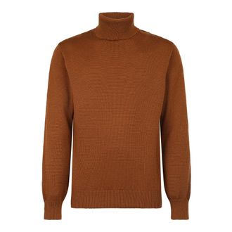 Original Vintage Turtlenecks, male, Brown, Size: M High neck Jumper
